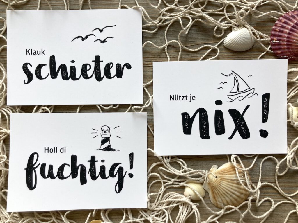 3 hochwertige plattdeutsche Postkarten