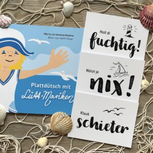 Plattdeutsche Postkarten und plattdeutsches Kinderbuch