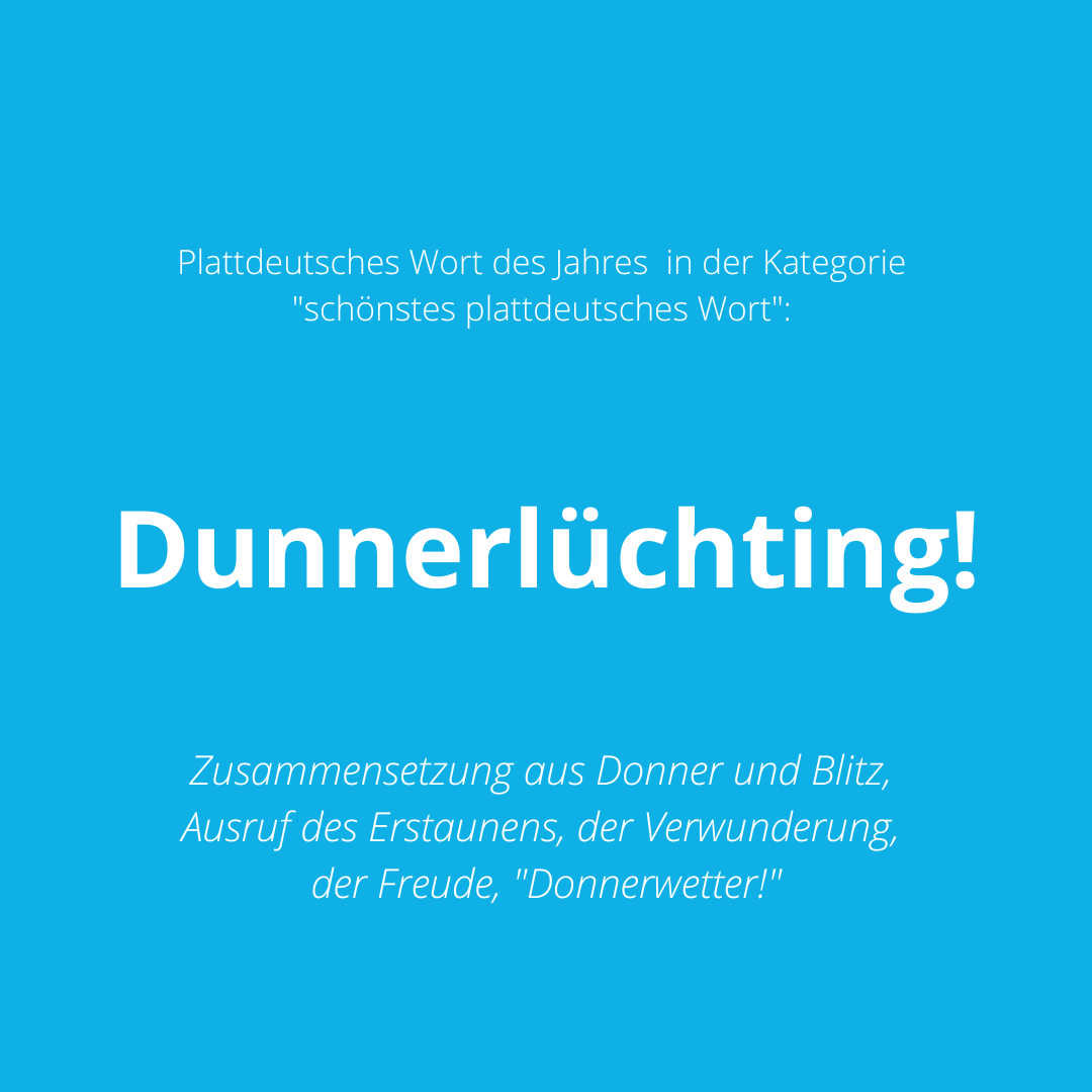 Plattdeutsches Wort 2022 in der Kategorie "schönstes plattdeutsches Wort": Dunnerlüchting