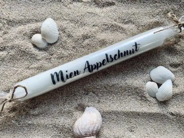 Kerze mit plattdeutschem Spruch "Mien Appelschnut"